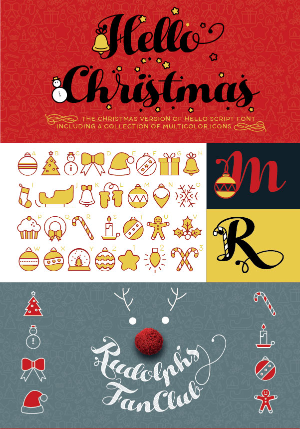 دانلود مجموعه فونت و آیکن hello christmas